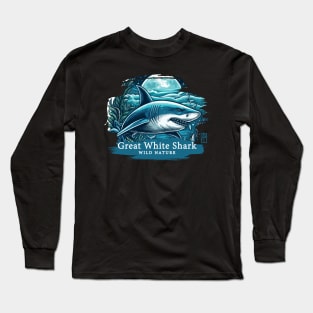 Great White Shark - WILD NATURE - GREAT WHITE SHARK -5 Long Sleeve T-Shirt